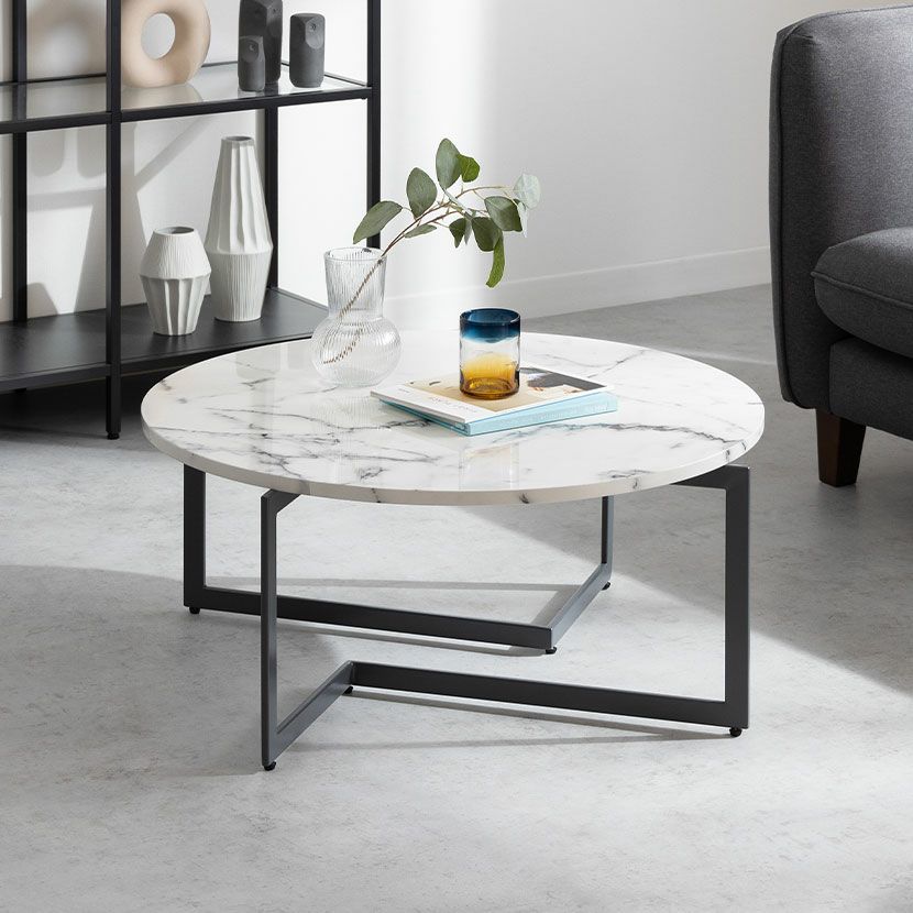 サイドテーブル 白大理石柄 金フレーム付 棚板 4脚 おしゃれ カフェ  