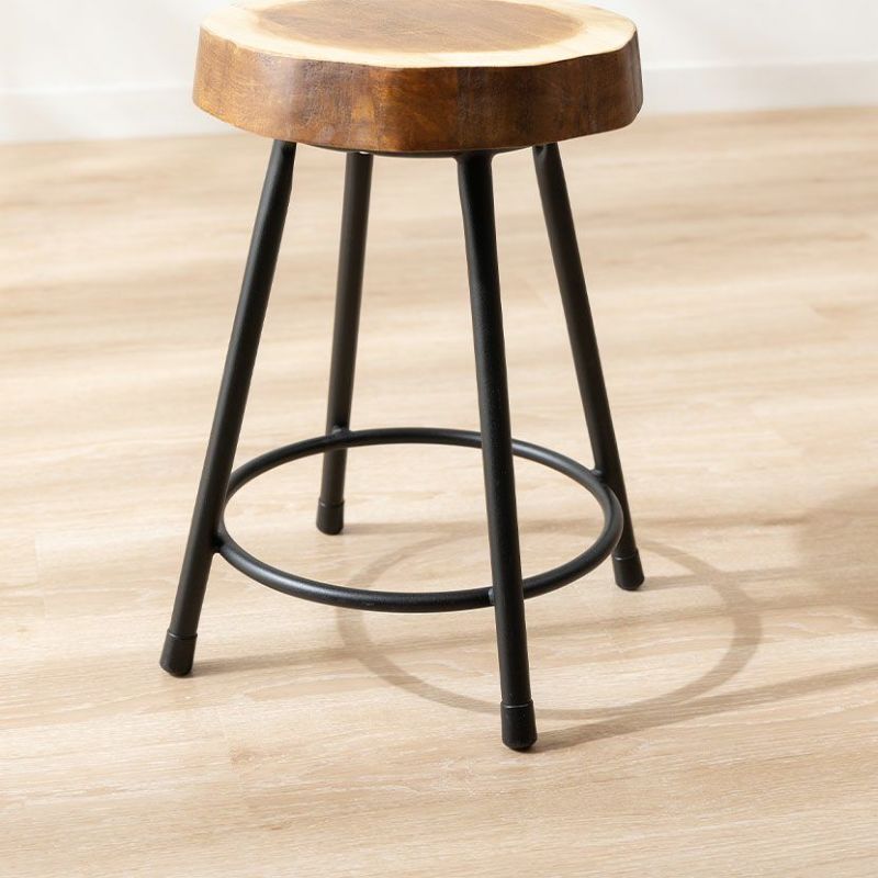 幅30cm ロースツール 木製 天然木 マンゴーウッド スチール 低い 丸型 コンパクト 椅子 丸椅子 チェア スツール サイドテーブル リビング  ダイニング ナチュラル