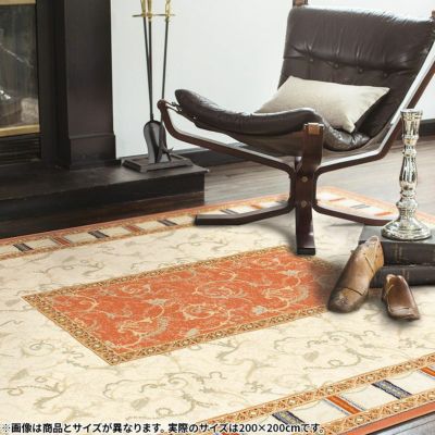 プレーベル 200×200cm カーペット 約2.5畳 オリエンタル柄 ホットカーペット 床暖房対応 防炎 遊び毛出にくい グランドール 絨毯 ラグ おしゃれ ヨーロピアン クラシック