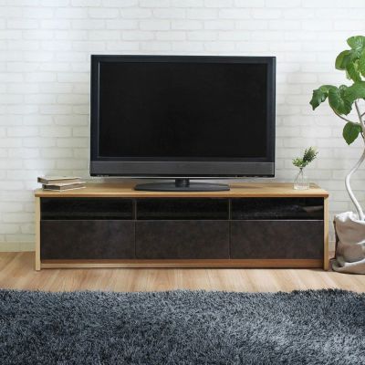 設置無料】幅150cm テレビボード 木目調 セラミック調 ウォールナット柄 オシャレ ローボード テレビ台 リビングボード 和モダン