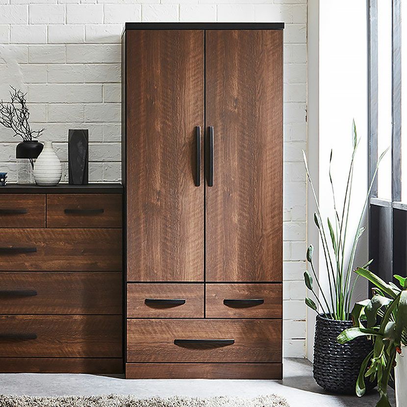 設置無料】幅80cm 洋服タンス 木目調 引き出し 扉 収納 洋服 タンス  