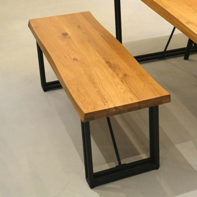 幅120cm ダイニングベンチ 木製 板座 オーク材 ナラ材 無垢 天然木 スチール脚 食卓椅子 ベンチ 長椅子 いす イス 椅子 ダイニング ナチュラル 北欧風 和モダン