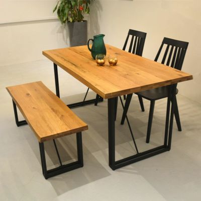 【設置無料】4人用 ダイニングセット 4点 (幅150cmテーブル×1 チェア×2 ベンチ×1) ダイニングテーブル ダイニングベンチ 無垢 ダイニングチェア 板座 ナチュラル 北欧風 和モダン
