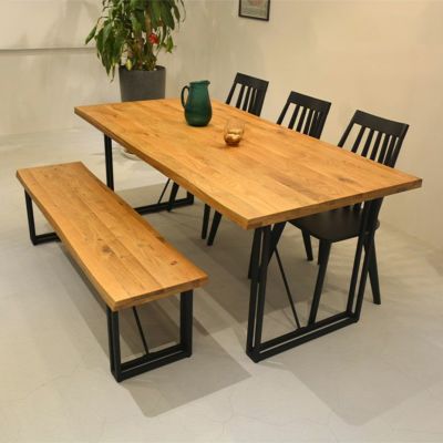 【設置無料】6人用 ダイニングセット 5点 (幅180cmテーブル×1 チェア×3 ベンチ×1) ダイニングテーブル ダイニングベンチ 無垢 ダイニングチェア 板座 ナチュラル 北欧風 和モダン