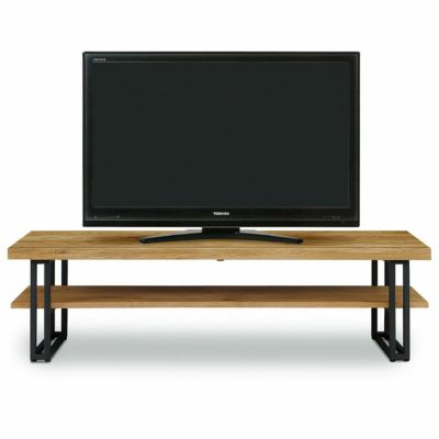 幅150cm テレビボード オープンタイプ 収納 木製 オーク材 ナラ材 無垢 スチール脚 テレビ台 TV台 TVボード ローボード おしゃれ リビング ナチュラル 和モダン