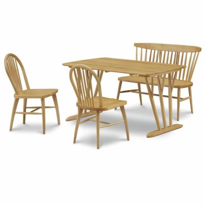 【設置無料】4人用 ダイニングセット 4点 (幅150cmテーブル×1 チェア×2 背付きベンチ×1) 木製 アルダー材 板座 食卓テーブルセット おしゃれ ナチュラル 北欧 ウィドゥスタイル