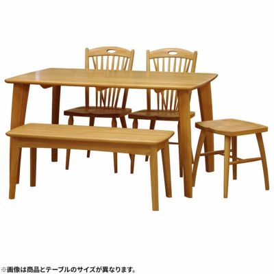【設置無料】4人用 ダイニングセット 5点 (幅130cmテーブル×1 チェア×2 ベンチ×1 スツール×1) 食卓テーブルセット 木製 アルダー材 ナチュラル 北欧 ウィドゥスタイル
