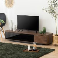 幅140.3cm 木製 テレビ台 LUVO ウォールナット 日本製  収納付き テレビボード ガラス扉  ～50型対応 引出し付き ローボード おしゃれ ウッディモダン ブラウン 完成品｜¥24,455の動画