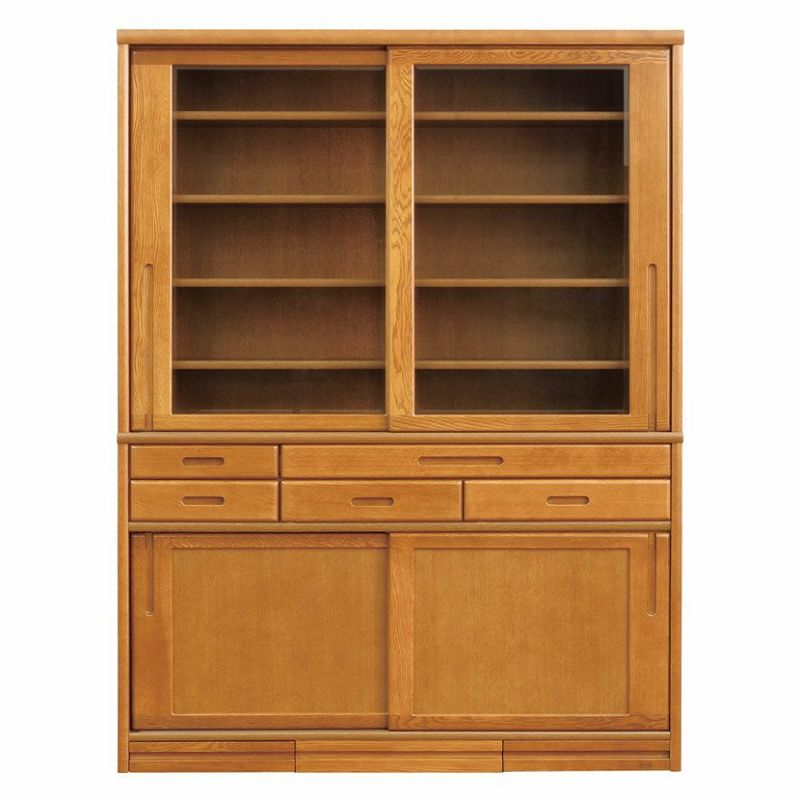 設置無料】浜本工芸 幅135cm No.1500 食器棚 日本製 木製 天然木 ナラ