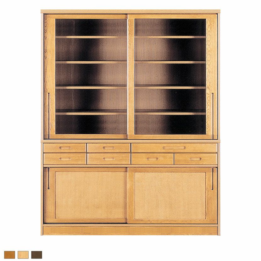 設置無料】浜本工芸 幅155cm No.1800 食器棚 日本製 木製 天然木 ナラ 