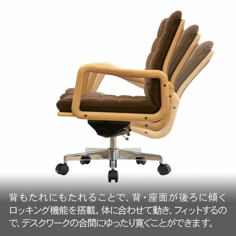 浜本工芸 書斎椅子 日本製 DSA-3000 布張り ファブリック 肘付き