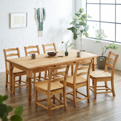 【設置無料】6人用 ダイニングセット 7点 (幅180cm 木製 テーブル×1 チェア×6) アトリエ 引出し付き ダイニングテーブル ダイニングチェア おしゃれ カントリー 北欧 ナチュラル