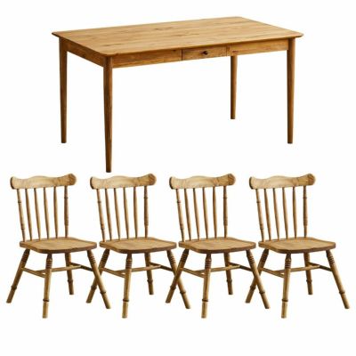 【設置無料】4人用 ダイニングセット 5点 (幅135cm テーブル×1 キッチンチェア×4) コトコトリ 木製 引出し付き ダイニングテーブル ダイニングチェア おしゃれ 北欧 ナチュラル