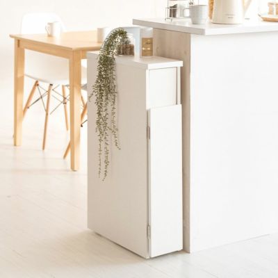 幅17cm ゴミ箱 30L ドロワーダストボックス プッシュ式 木目調 スリム コンパクト キャスター付き 隙間 ダストボックス おしゃれ キッチン 白 ナチュラル ブラウン