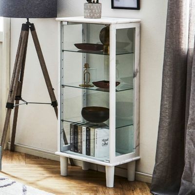 幅49cm コレクションケース ガラス 木目調 大理石調 縦型 収納 フィギュアケース ショーケース ガラスケース コレクションボード 飾り棚 おしゃれ ナチュラル モダン ルンバブル