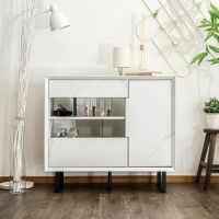 【設置無料】幅90cm サイドボード 大理石調 収納 引き出し 開き扉 脚付き ラック リビングボード リビング収納 間仕切り キャビネット おしゃれ モダン 白 ホワイト グレー ルンバブル｜¥46,273の動画