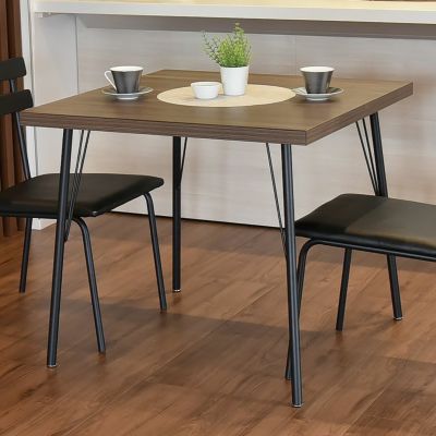 幅80cm 単品 ダイニングテーブル 木目調 メラミン スチール 2人用 正方形 コンパクト テーブル 食卓テーブル カフェテーブル おしゃれ かっこいい ヴィンテージ風 カフェ風