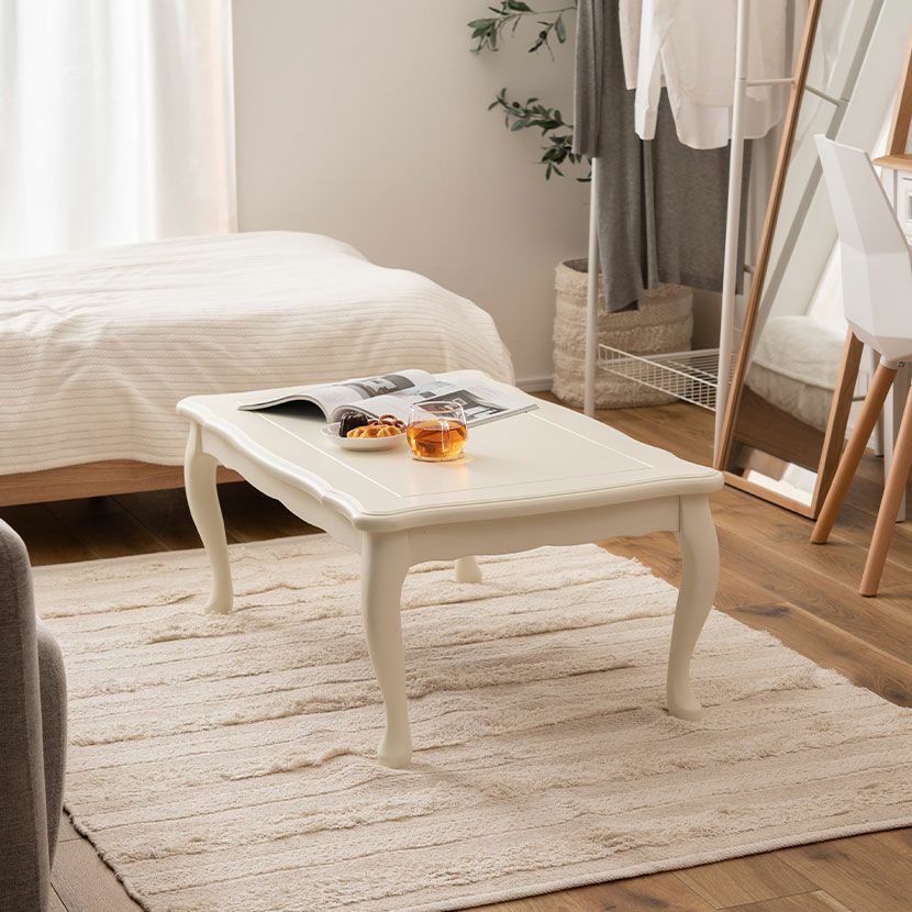 幅70cm こたつテーブル 正方形 石英管ヒーター 猫脚 コンパクト 木製  