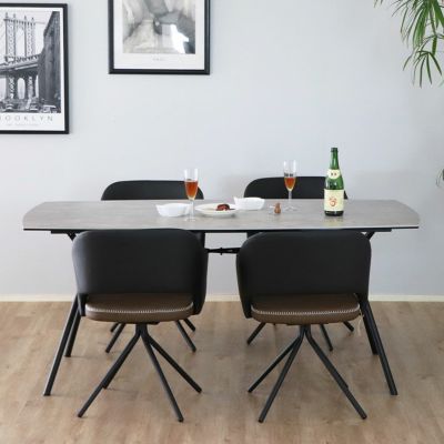 2人用 円形 ダイニングテーブルセット 3点 大理石柄 ガラステーブル ワイヤーチェア ダイニングチェア おしゃれ モダン カフェ風 (幅80cm 食卓 テーブル×1 食卓椅子×2) | 暮らしのデザイン