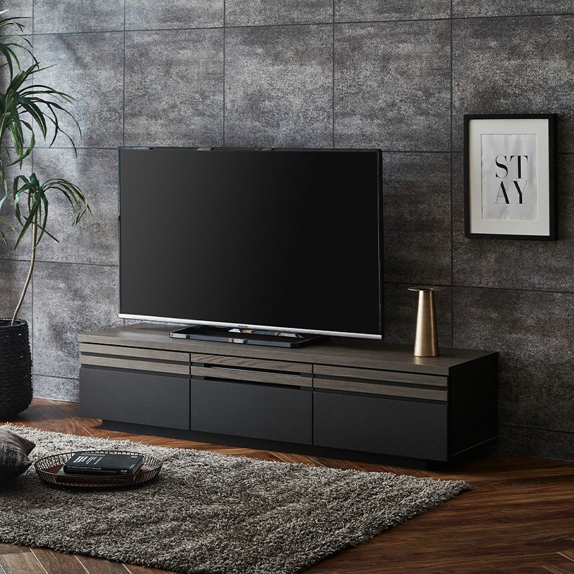 設置無料】幅150cm テレビボード 木目調 セラミック調 ウォールナット 