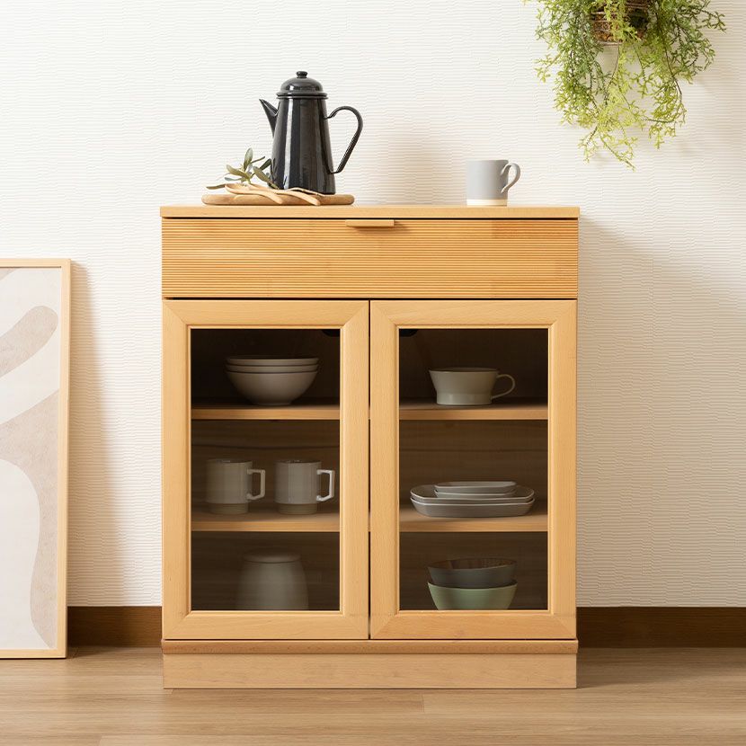 【設置無料】カリモク 幅70cm キッチンキャビネット 日本製 木製 天然木 ガラス扉 引き出し 収納 食器棚 リビングボード サイドボード おしゃれ 北欧 ナチュラル karimoku QD2500｜¥93,300の動画