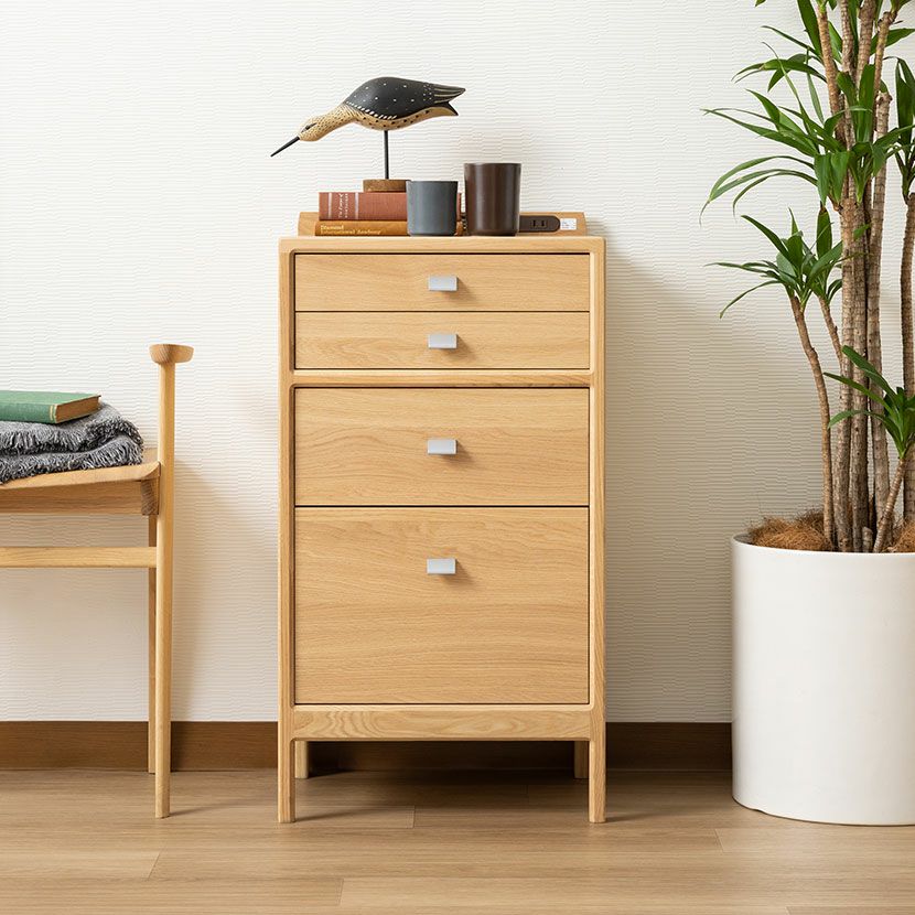 設置無料】カリモク 幅46cm マルチチェスト 日本製 木製 天然木 オーク  