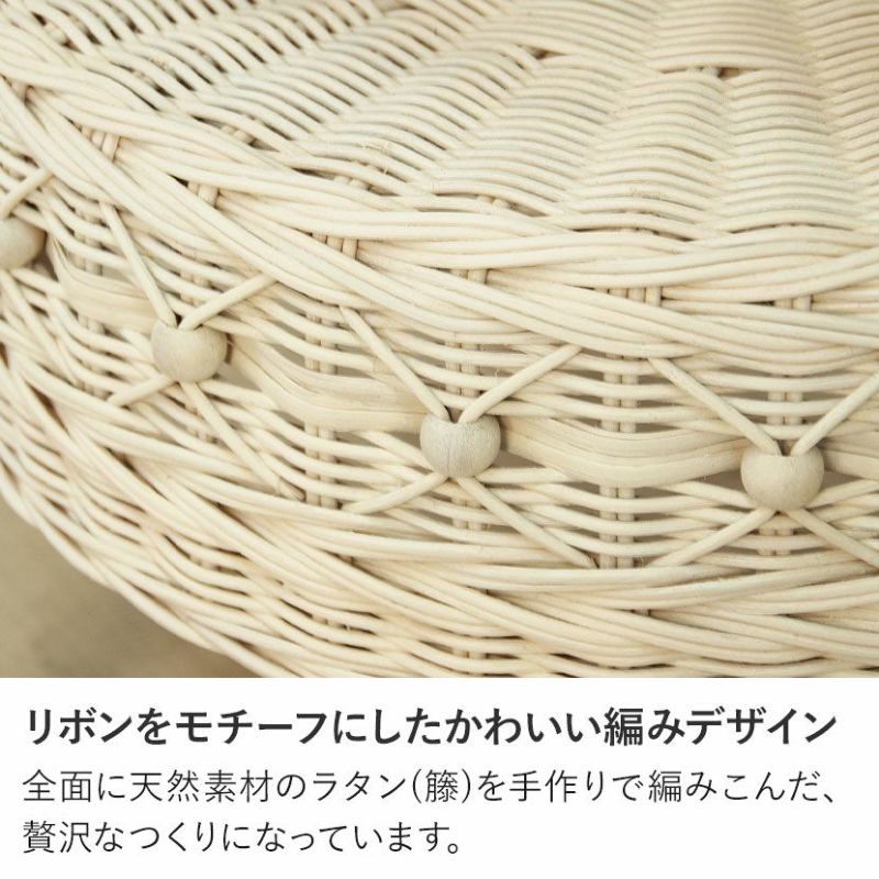 幅50cm 円形 サイドテーブル ラタン ガラス 丸テーブル