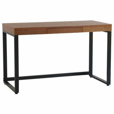 幅120cm ワークデスク 引出し付き スチール脚 ウォルナット 木製 デスク 収納付き パソコンデスク 机 おしゃれ ナチュラルヴィンテージ 在宅 テレワーク ブラウン