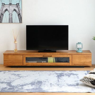 幅180cm テレビ台 日本製 木目 ガラス扉 引き出し付き 収納 ローボード 大型 テレビラック ロータイプ テレビボード おしゃれ ブルックリン 北欧 リビング ブラウン 完成品