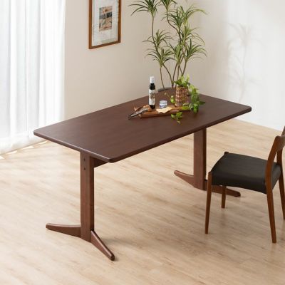 幅150cm 木製 ダイニングテーブル 2本脚 シンプルスタンダード 天然木 テーブル 長方形 ラバーウッド 4人用 食卓テーブル おしゃれ 北欧 ナチュラル ブラウン