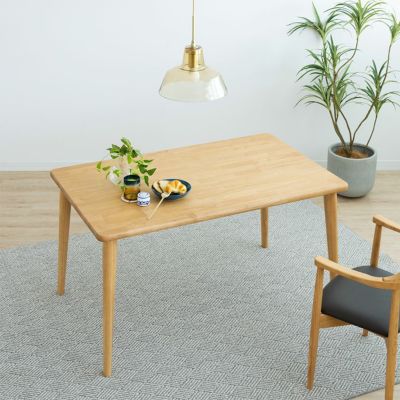 幅130cm 木製 ダイニングテーブル 4本脚 シンプルスタンダード 天然木 テーブル 長方形 ラバーウッド 4人用 食卓テーブル おしゃれ 北欧 ナチュラル ブラウン