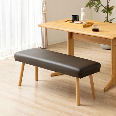 幅110cm 2人掛け ダイニングベンチ シンプルスタンダード 木製 天然木 合皮 ベンチチェア 長椅子 ベンチ リビングベンチ 食卓ベンチ おしゃれ 北欧 ナチュラル ブラウン