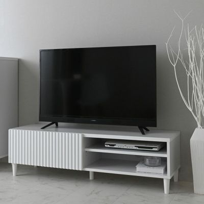 幅118cm テレビ台 収納 引き出し デッキ収納 可動棚付き テレビラック ローボード 脚付き TV台 ロータイプ テレビボード おしゃれ シンプル 北欧 韓国風 白 ホワイト ルンバブル