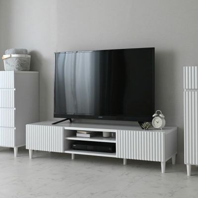 幅148cm テレビ台 収納 引き出し デッキ収納 可動棚付き テレビラック ローボード 脚付き TV台 ロータイプ テレビボード おしゃれ シンプル 北欧 韓国風 白 ホワイト ルンバブル