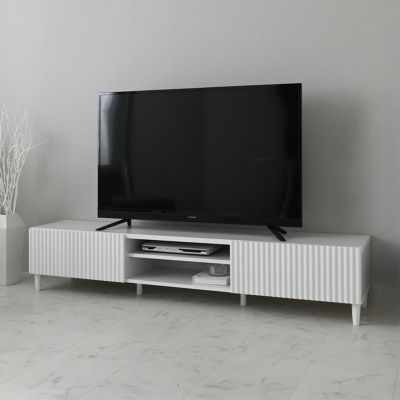 幅176cm テレビ台 収納 引き出し デッキ収納 可動棚付き 大型 テレビラック ローボード 脚付き TV台 ロータイプ テレビボード おしゃれ シンプル 北欧 韓国風 白 ホワイト ルンバブル