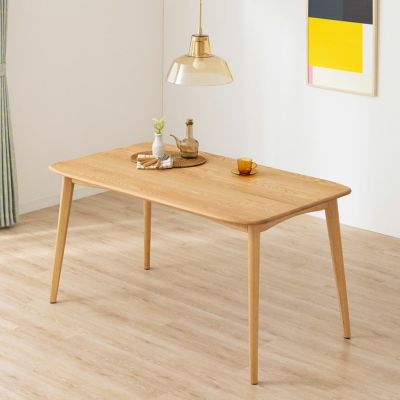 幅140cm 木製 ダイニングテーブル ビーグル 天然木 オーク 無垢 テーブル 長方形 角丸 ウレタン塗装 4人用 食卓テーブル おしゃれ 北欧 ナチュラル ダイニング