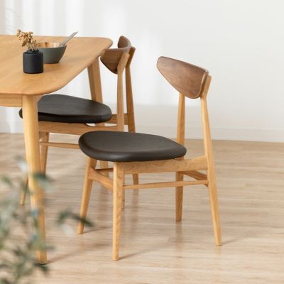 木製 ダイニングチェア 肘なし ビーグル 天然木 オーク ウォルナット PVC 合皮 チェア シンプル 椅子 食卓椅子 おしゃれ 北欧 ナチュラル ダイニング 完成品