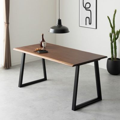 幅150cm 木製 ダイニングテーブル 2本脚 インスパイア 4人用 天然木 耳付き 一枚板風 テーブル 長方形 食卓テーブル おしゃれ 和モダン ダイニング ナチュラル ブラウン