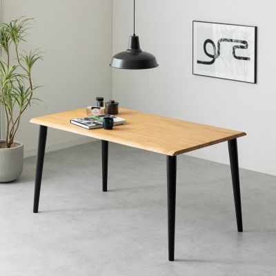 幅140cm 木製 ダイニングテーブル 4本脚 インスパイア 4人用 天然木 耳付き 一枚板風 テーブル 長方形 食卓テーブル おしゃれ 和モダン ダイニング ナチュラル ブラウン