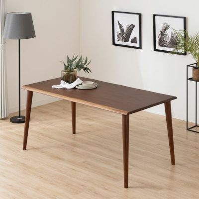 幅150cm 木製 ダイニングテーブル 4本脚 インスパイア 4人用 天然木 耳付き 一枚板風 テーブル 長方形 食卓テーブル おしゃれ 和モダン ダイニング ナチュラル ブラウン