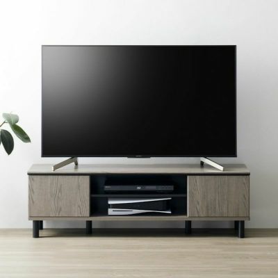 幅137cm 木目調 テレビ台 収納 可動棚付き タップ収納付き 脚付き ローボード 扉付き TVボード ロータイプ テレビボード おしゃれ モダン グレー ルンバブル