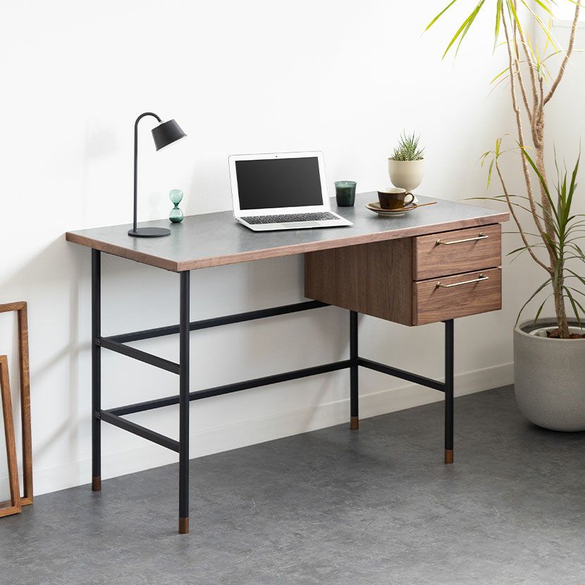 送料無料】学習机 作業机 書斎机 高さ調整可能 引き出し付 鍵付き 