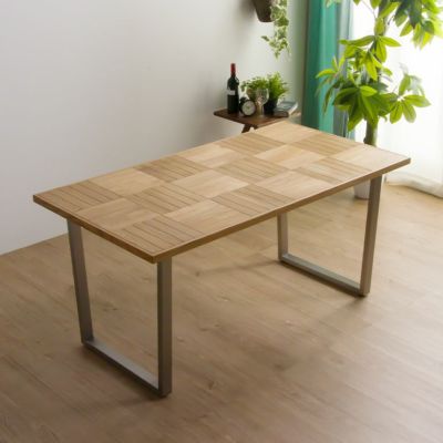 【設置無料】幅150cm 木製 ダイニングテーブル 天然木 オーク材 オイル塗装 2本脚 ステンレス脚 テーブル 長方形 4人 食卓テーブル おしゃれ シンプル 北欧 ナチュラルモダン