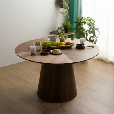 幅120cm 円形 ダイニングテーブル 木製 天然木 オーク材 ウォールナット材 ラウンド テーブル 4人 食卓テーブル おしゃれ シンプル 北欧 ウッディモダン