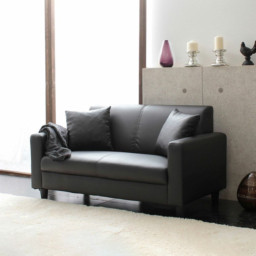 G新品 レザー ソファ ブラック 黒 ローソファ フロアソファ コンパクト  