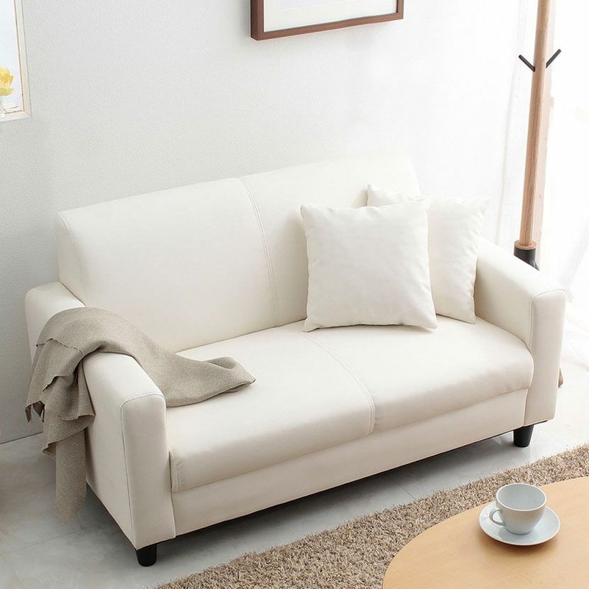 G 新品 レザー ソファ アイボリー ローソファ フロアソファ コンパクト  