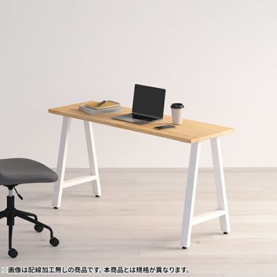 幅100～140cm サイズオーダーデスク Sizeno(シゼノ) パソコンデスク ラバーウッド 集成材 木製 A字脚 スチール脚 天然木 パソコンデスク 切り欠き オフィスデスク テレワークデスク 勉強机 おしゃれ 北欧モダン 書斎