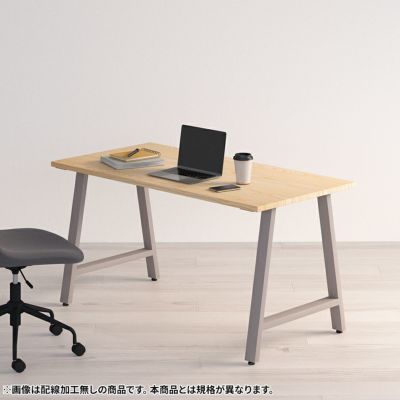 幅100～140cm サイズオーダーデスク Sizeno(シゼノ) パソコンデスク ホワイトアッシュ 無垢材 木製 A字脚 スチール脚 天然木 パソコンデスク 切り欠き オフィスデスク テレワークデスク 勉強机 おしゃれ 北欧モダン 