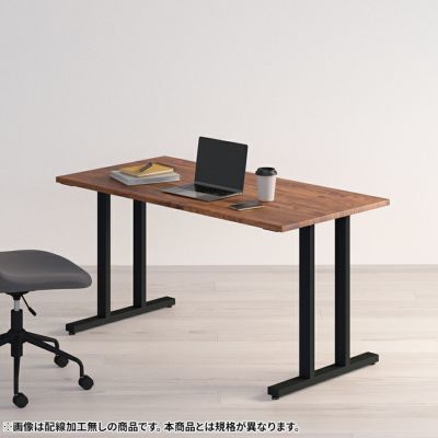 幅100~140cm サイズオーダーデスク Sizeno(シゼノ) パソコンデスク ウォールナット 集成材 木製 T字脚 スチール脚 天然木 パソコンデスク 切り欠き オフィスデスク テレワークデスク 勉強机 おしゃれ ウッディモダ
