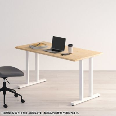 幅100~140cm サイズオーダーデスク Sizeno(シゼノ) パソコンデスク ホワイトアッシュ 無垢材 木製 T字脚 スチール脚 天然木 パソコンデスク 切り欠き オフィスデスク テレワークデスク 勉強机 おしゃれ 北欧モダン